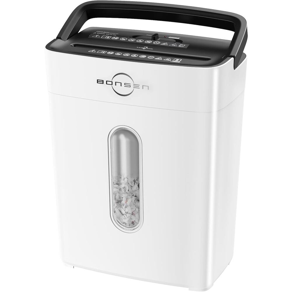 8-Sheet Cross Cut Credit Card Shredder w/ 4 Gal Bin, Small Paper Shredder- White